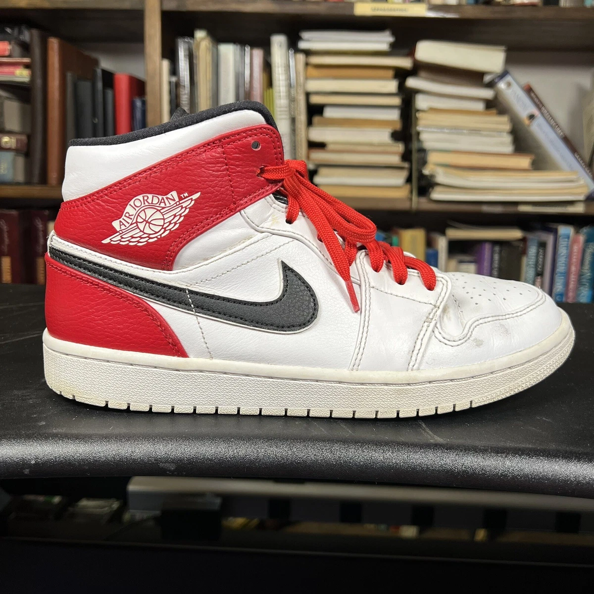 Jordan Air Jordan 1 Mid Sneaker in Black, Gym Red, & White