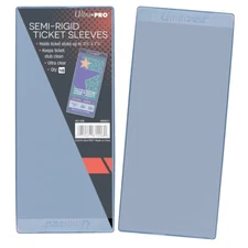 (10 New) Ultra Pro Semi-Rigid Ticket Sleeves, Ultra Clear 3-1/2 X 7-1/4