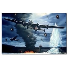 The Dam Busters Bouncing Bomb Artwork Painting Style Printed on Sign