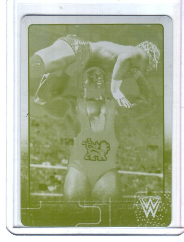 WWE Big E #7 2015 Topps Yellow Printing Plate Card SN 1 of 1
