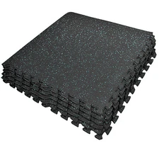 6 High Density Non-Skid Matting Floor Tiles- Interlocking EVA Foam w/ Rubber Top