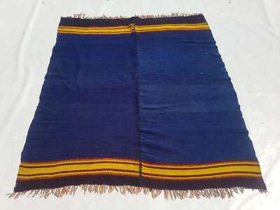 Used Fine Vintage Traditional Hand Made Oriental Wool Blue Kelim 178x155cm