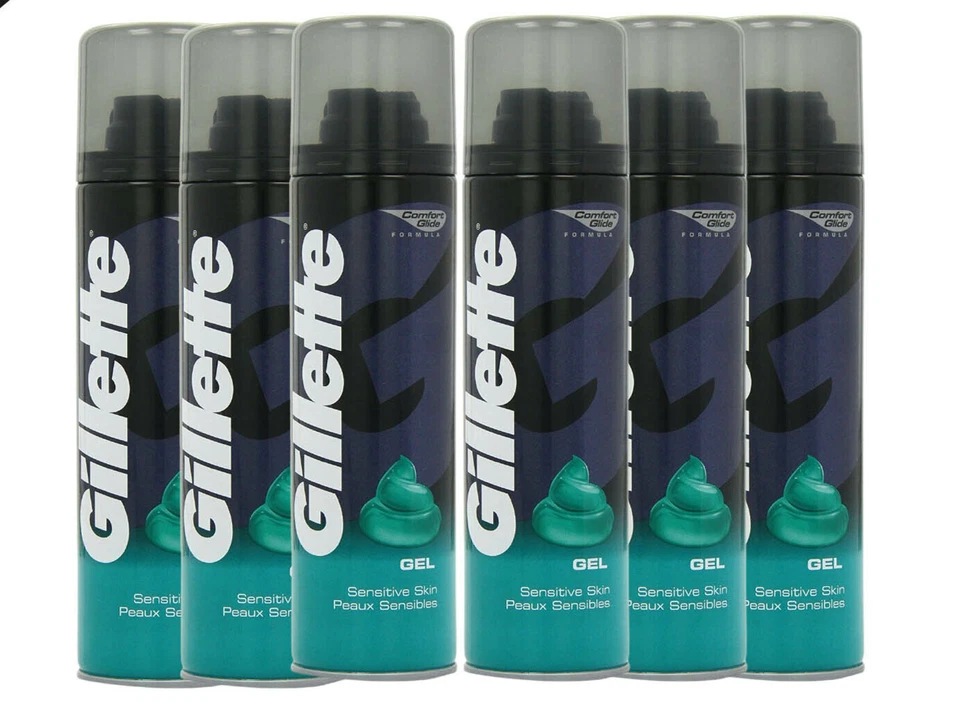 Gillette Classic Sensitive Skin Shaving Gel Lightly Fragranced 200ml / Pack Of 6