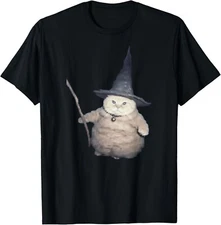 Cute Funny Wizard Cat Weird Kitten Cat Meme Spooky Halloween T-Shirt Gift for Da