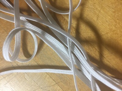 1/8'' Braided White Elastic 8 yards @ $6.95 ships today