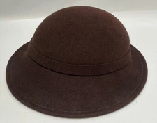 Vintage Makins New York Ladies Cloche Hat Brown Felted Wool