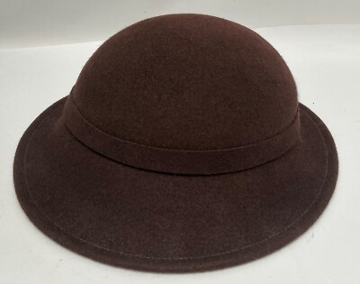 Vintage Makins New York Ladies Cloche Hat Brown Felted Wool