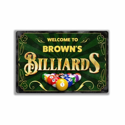 Personalized Wilson's Billiards Vintage Sign or Sticker Pool Table Bar Pub - Picture 9 of 21