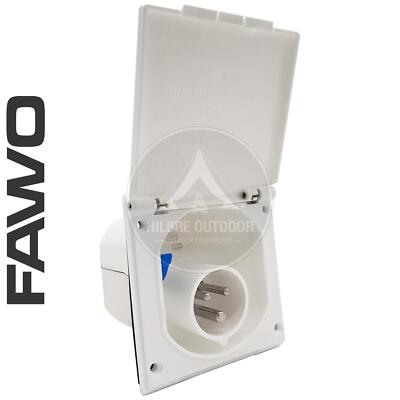 FAWO NETZSTECKER ELEKTRO ANSCHLUSS BÜNDIG PASSEND WEISS FÜR WOHNMOBIL & WOHNMOBIL