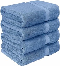 New Blue Pack of 4 Large Bath Towels 100 Cotton 27"x54" Highly Absorbent Soft