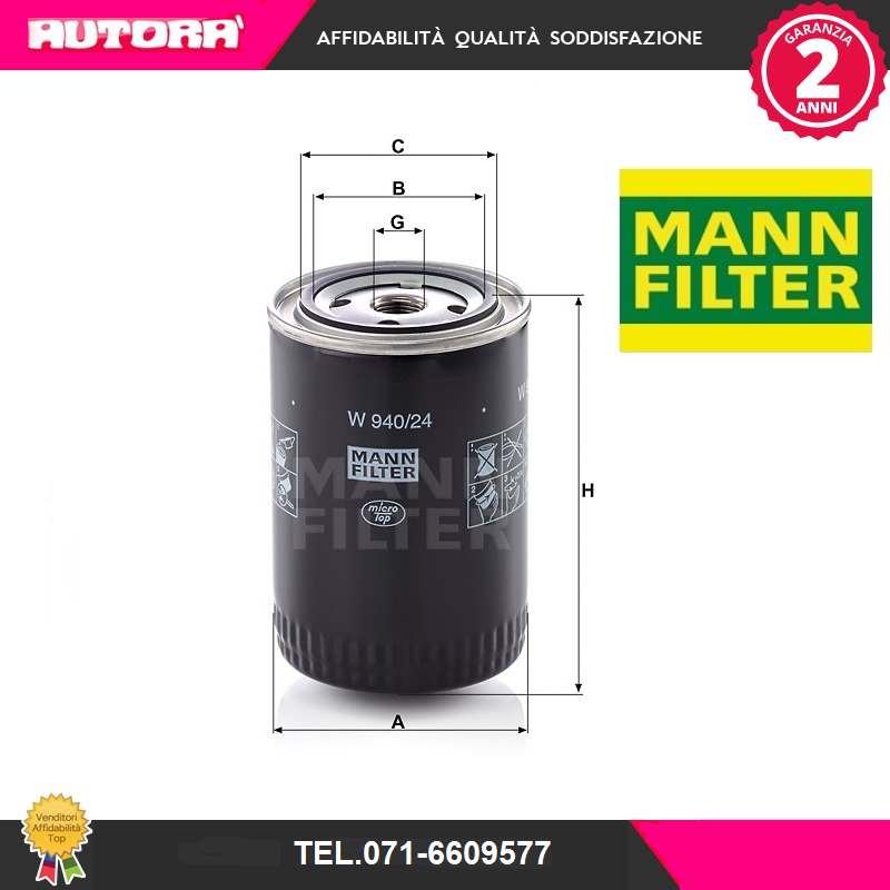 W94024 Filtro olio (MARCA MANN)