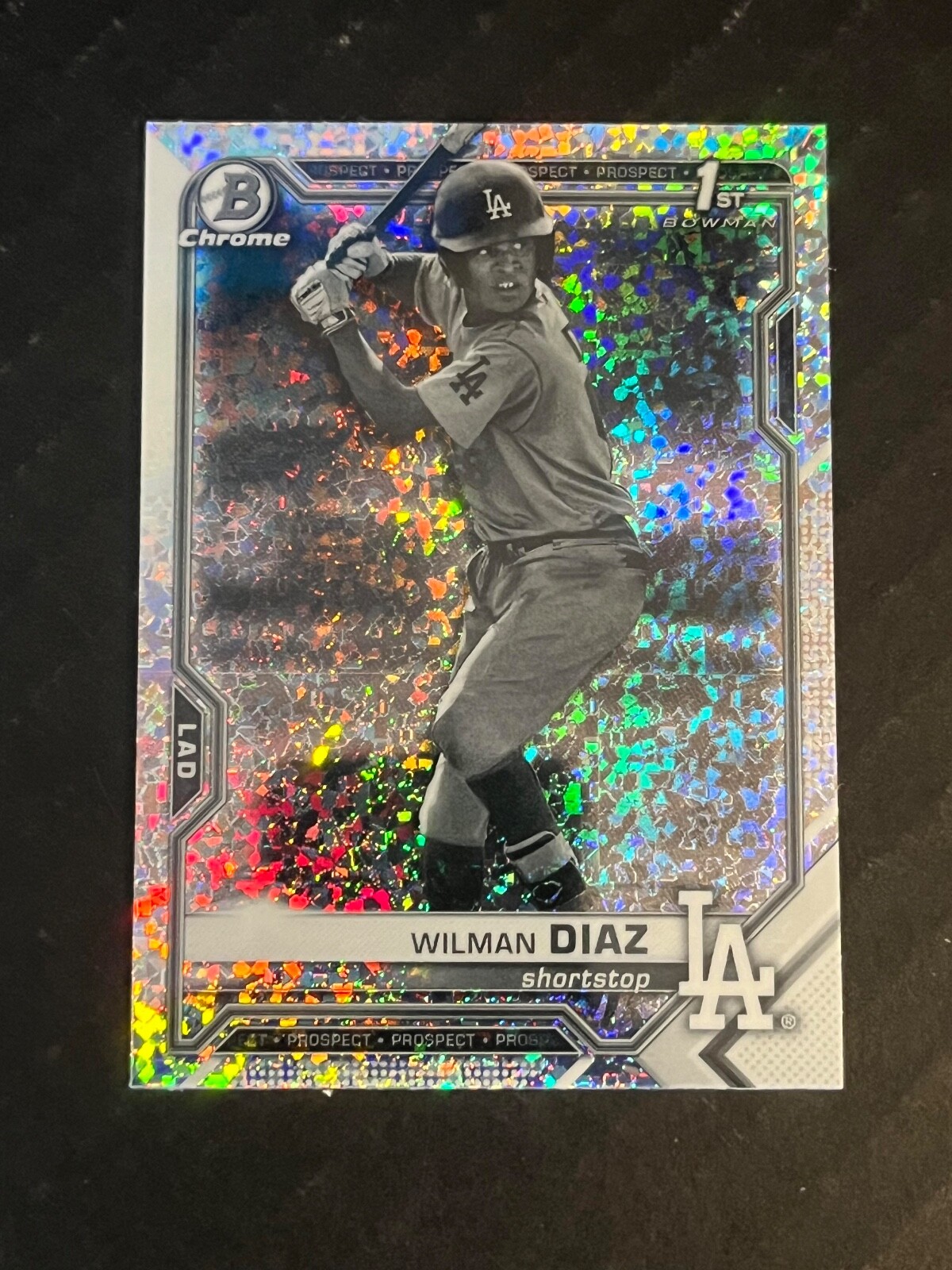 WILMAN DIAZ 2021 BOWMAN CHROME BLACK & WHITE MINI RC DIAMOND REFRACTOR BCP-197