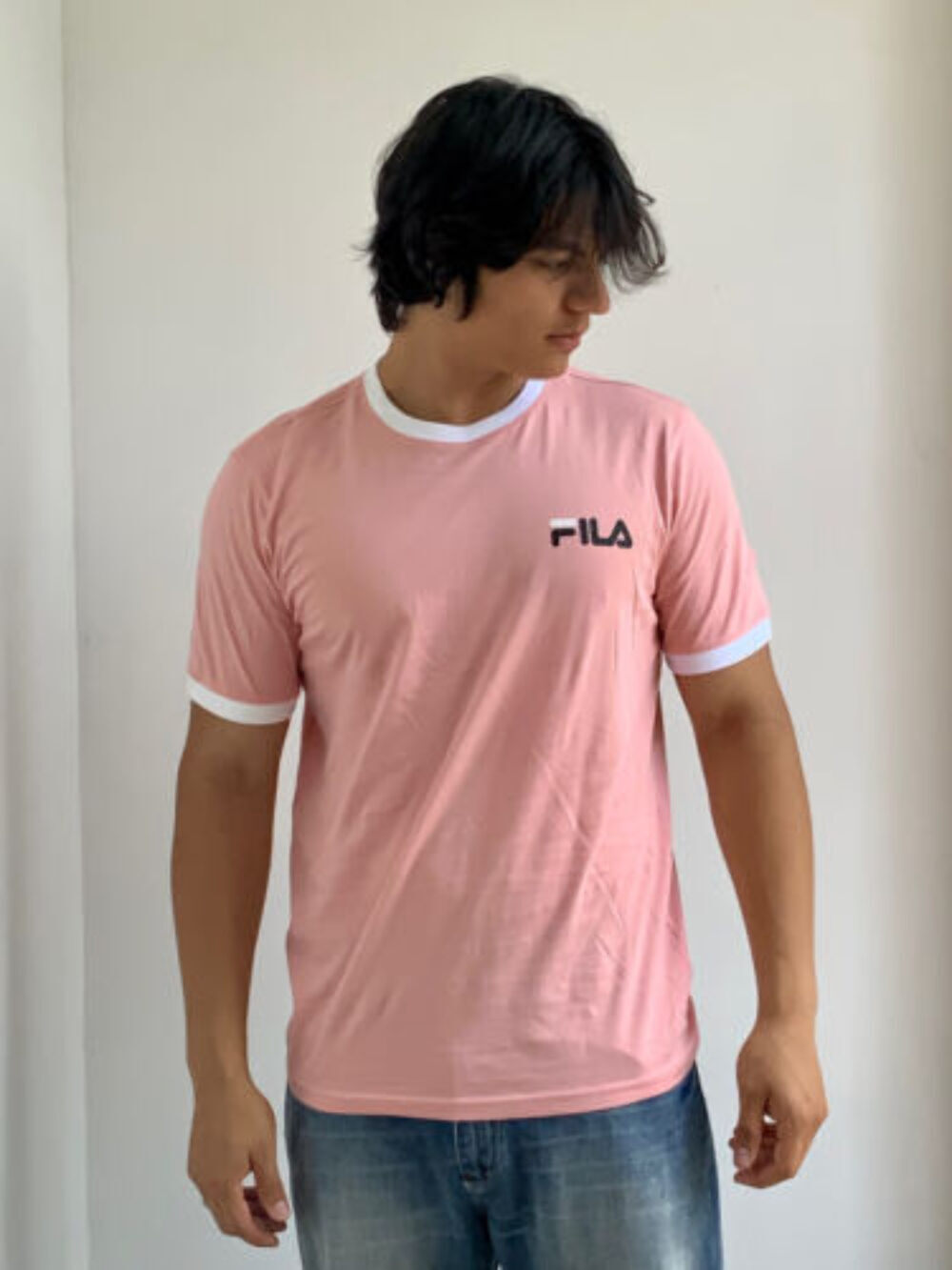 T shirt uomo rosa fila bianca maniche corte nuova con etichette