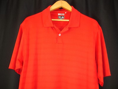 Adidas Climacool Mens XL Red Embedded Stripe Short Sleeve 2 Button Polo Shirt