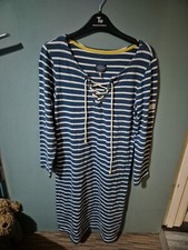 Joules Size 10 Blue Stripe Knee Length Dress (824/31/v)