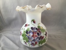 Beautiful Vase with Handpainted Violets - Fenton