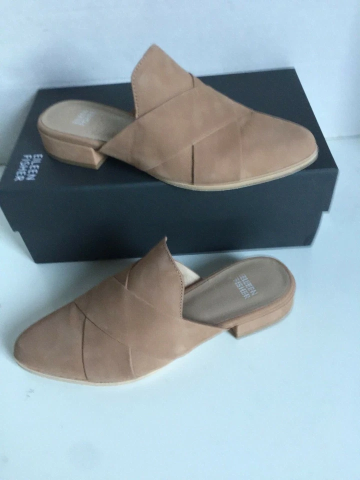 Eileen Fisher Bauer Wheat Nubuck Brown Mule Slide Shoes 6.5, 7, 8, 9.5