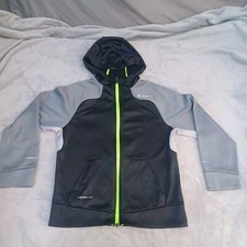 Nike Therma Fit Sweater Youth Medium Black Grey Colorblock Zip Up Hoodie