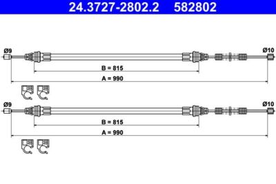 ATE Bremsseil Set Hinten Smart 24.3727-2802.2