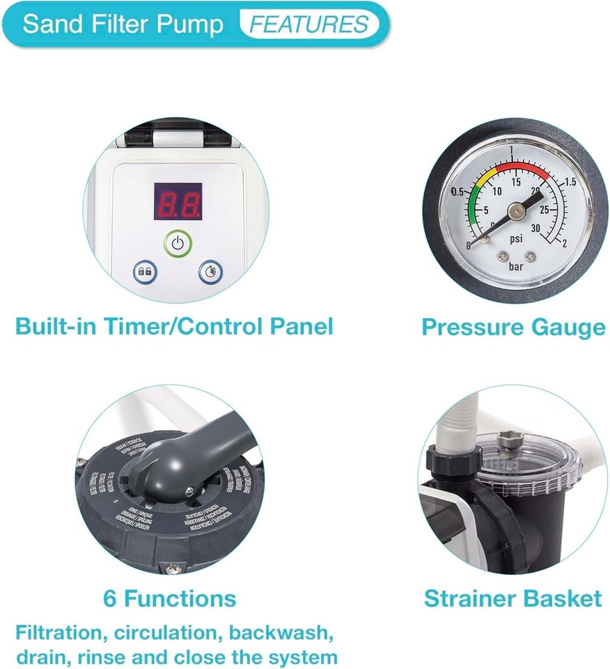 Intex 26651EG Krystal Clear 3000 GPH Above Ground Swimming Pool Sand