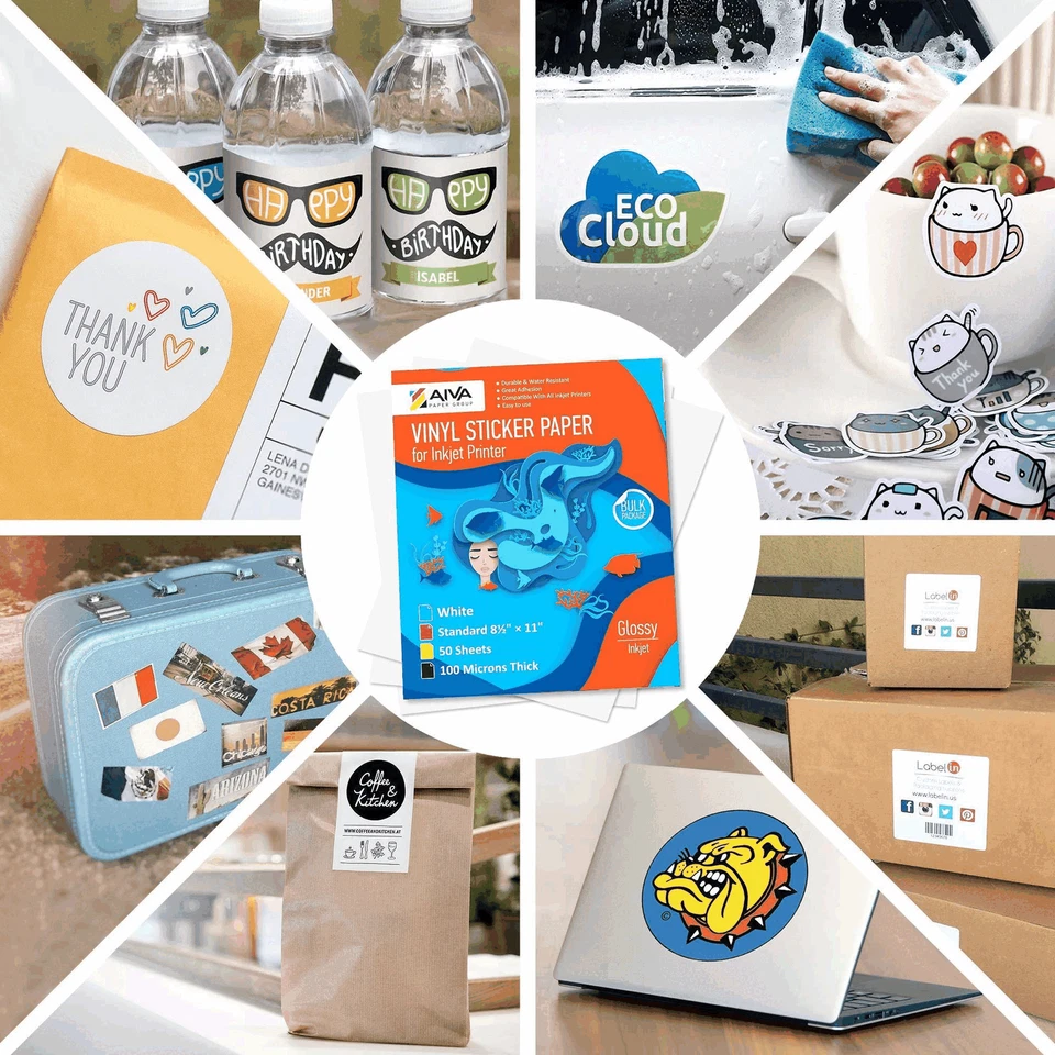 Printable Vinyl Sticker Paper Waterproof Decal Paper for Inkjet Printer 50 Sheet - Image 4 of 4