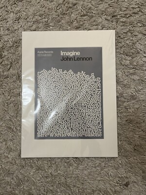 John Lennon Imagine Single Mounted Print 12x16