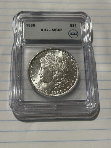 1886 morgan silver dollar ms62