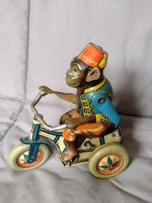 40s'50s'ビンテージトイリング三猿ピエロパイレーツおもちゃバイカーtoys Vintage Monkey Arnold On Tricycle GERMANY Wind Up Metal Tin Toy No