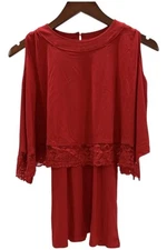 Antthony Women's Cold-Shoulder Top Red