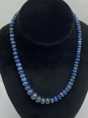 Sterling Silver Lapis Lazuli Beaded Necklace 40.0g