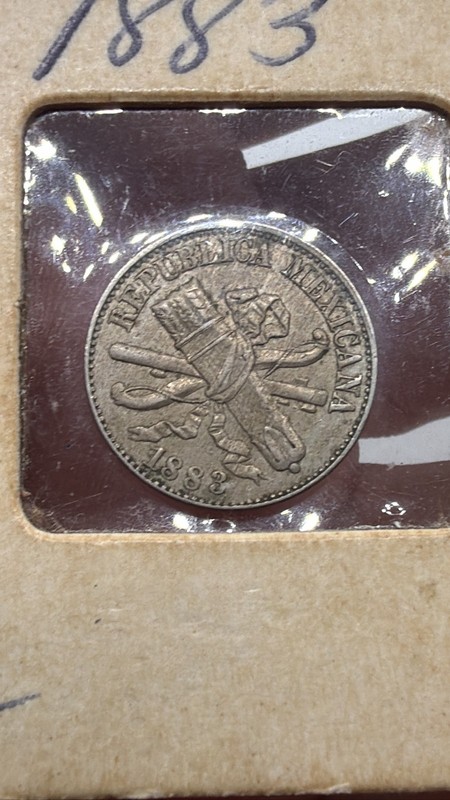 1883 Mexico 1 Centavo Copper-Nickel Coin Republica Mexicana KM#392