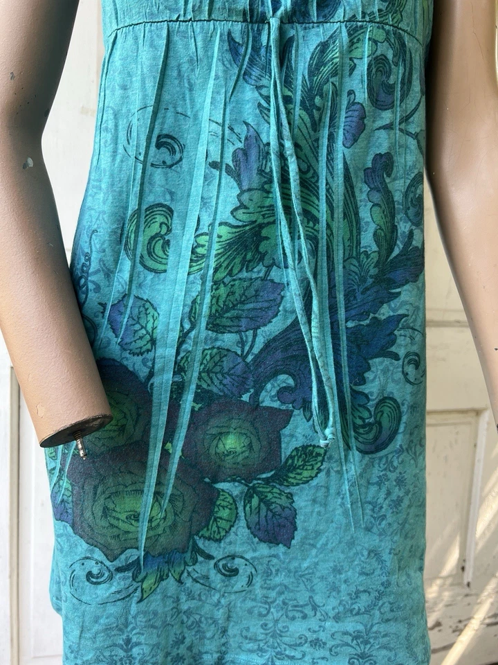 Vintage 2000s Printed Tank Dress Floral Swirl Tattoo Art Emo Indie Sleaze Skins - Image 3 of 4