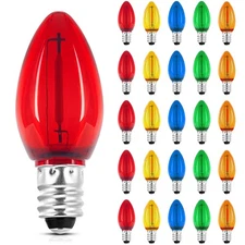 25 Pack C7 Colored Light Bulbs Outdoor Indoor String Light Replacement