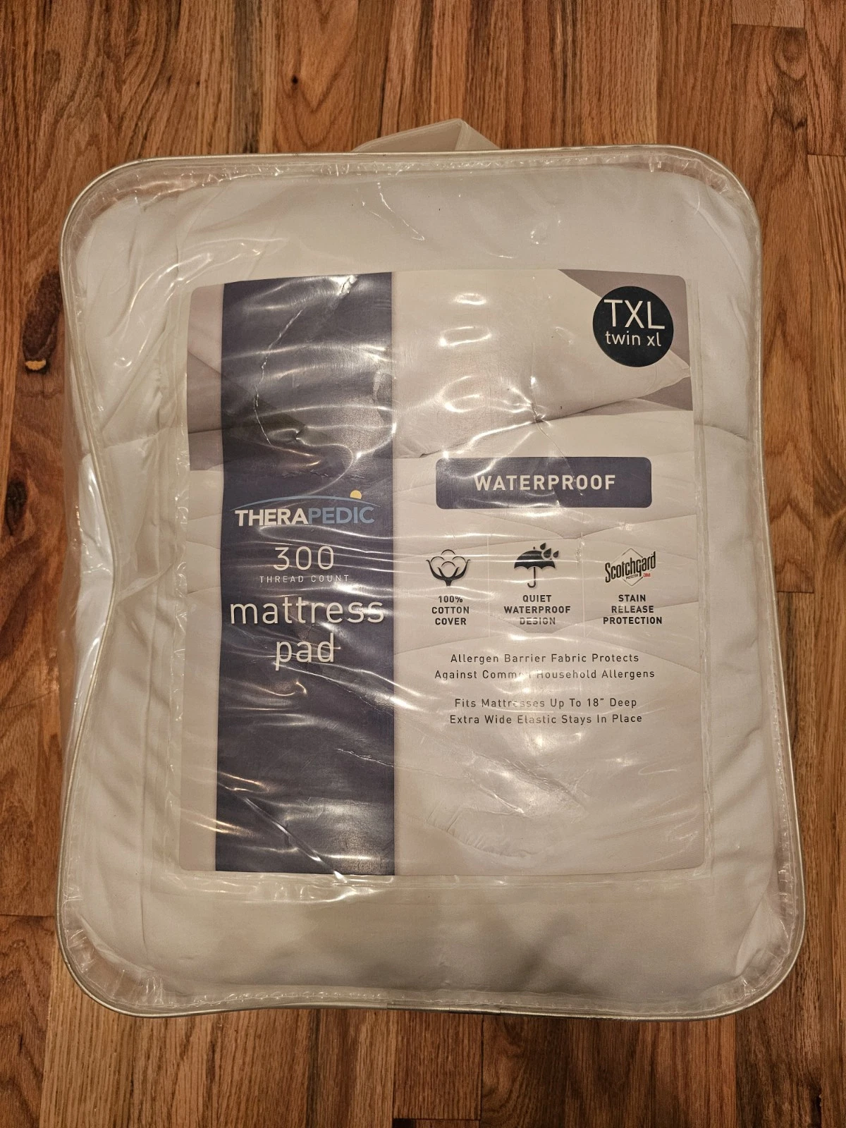 Therapedic Waterproof Mattress Pad Twin XL 300 Thread Count Bedding Protector