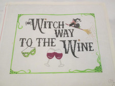 WITCH WAY TO THE WINE-MJ-HANDPAINTED NEEDLEPOINT CANVAS