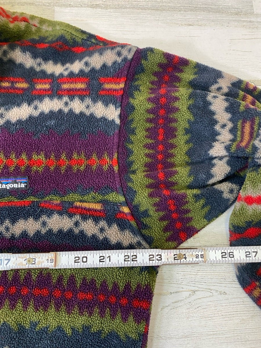 Vintage Patagonia Snap Fleece Mens Sz M Aztec Sacajawea Carbon