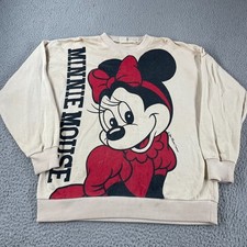 Vintage 80s Disney Minnie Mouse Big Print Double Sided Sweatshirt L-XL Read 
