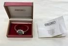 Vintage 1970's Seiko 11-1020 Asymmetrical Bangle Manual Wind Watch Box & Papers