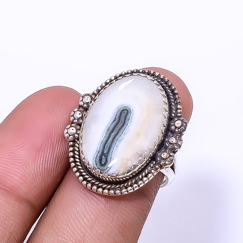 Solar Eye Quartz 925 Sterling Silver Bali Ring S.7 R1521650, Christmas Gift