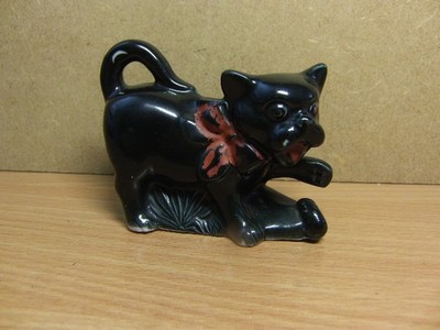 Biskuit glänzend schwarz Hund Streichholz Halter um 1900-1920