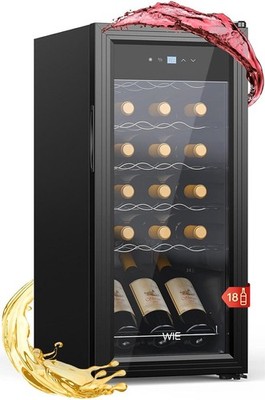 Weinkühlschrank 18 Flaschen 53 Liter Glastür LED Touchpanel 5