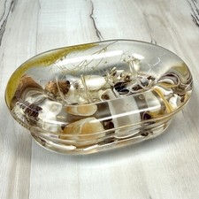 VTG 5.5"x4" Clear Lucite Acrylic Moving Ocean Seashells SOAP DISH Holder Vanity