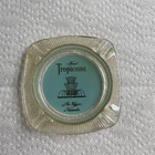 VTG 1950s HOTEL TROPICANA LAS VEGAS TIFFANY BLUE GOLD RAYS LETTERS GLASS ASHTRAY