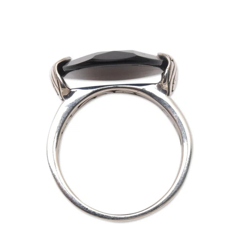 Onyx cocktail ring, 'Mysterious Oval' image 3