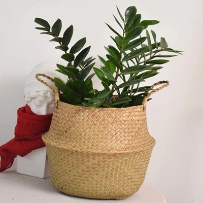 Seagrass Woven Basket   Folding Rattan Storage Organizer for Toys, Laundry, Plan