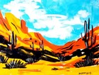 Original Modern Landscape Art 8x10 Desert Cacti Badlands Acrylic Painting Canvas — photo 2