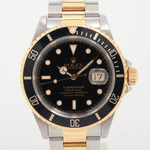 Rolex SUBMARINER DATE 16613 SS×YG SS×YG AT black dial 2 Extra Links