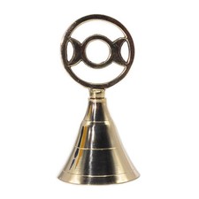 🔔 Altar Brass Bell - Triple Moon Goddess Symbol |