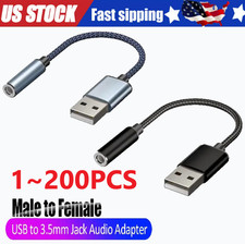 New USB Type A To 3.5mm AUX Female Audio Headphone Jack Cable Adapter Lot