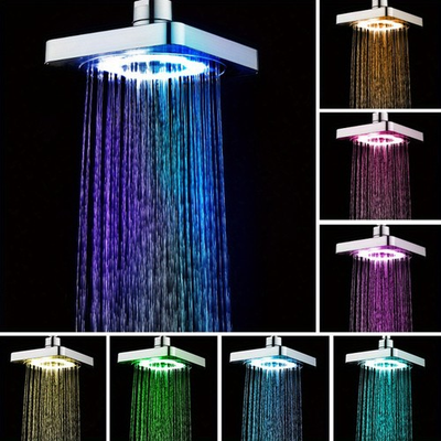 #ad #ad LED Rainfall Shower Head High pressure 6 inch Square Spray Brushed Nickel Brass $15.89